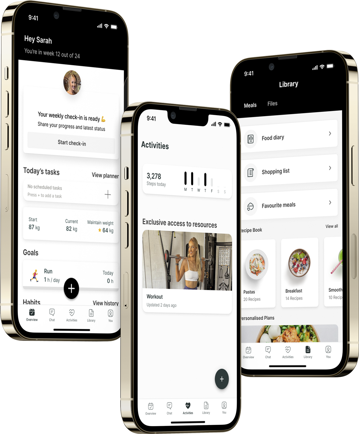 A mockup of the coaching app showcasing the features.